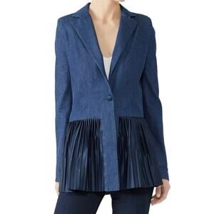 Deborah Lyons Denim Pleated Kaya Blazer 14